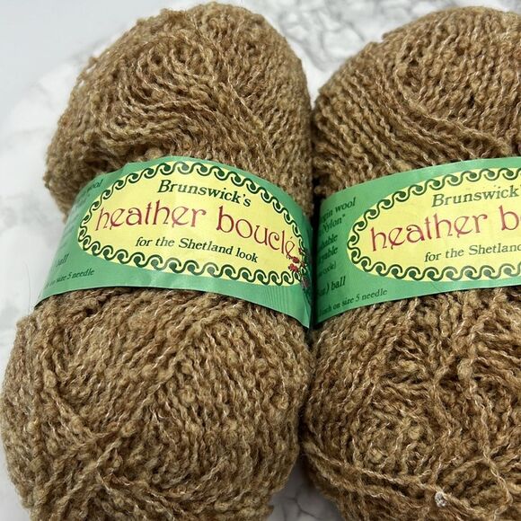 BRUNSWICK’S Heather Boucle Wheat Heather Vintage Yarn-50g each Lot of 3 - Picture 2 of 6